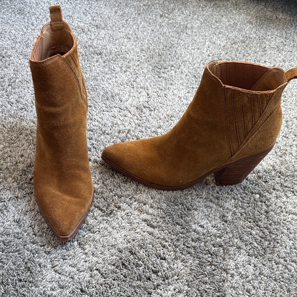 Marc Fisher Tan Suede Ankle Booties